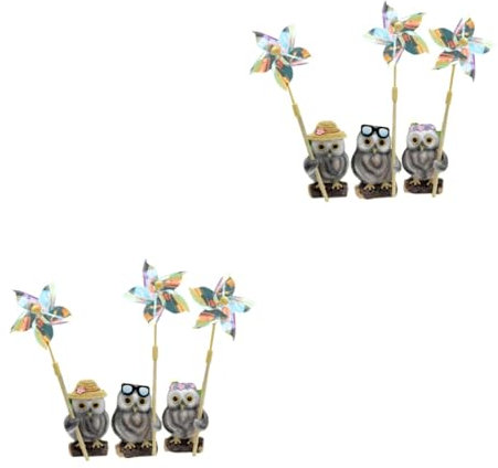 YARNOW 6 Ensembles Moulin à Vent Hibou Bobine TPE Decoration Fete Nain de Jardin Ornements de Jardin Solaire moulinets de Moulinet à Vent décor de scène de Moulin à Plastique