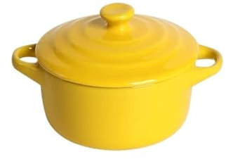 Sopera De Cerámica Olla for estofado impermeable, olla de sopa de cerámica con tapa, olla for estofado Binaural, Nido de Pájaro for el hogar, huevo al vapor, tazón especial for estofado(Yellow)