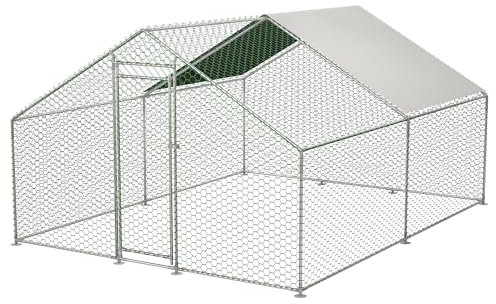 Jaxilyn Hühnerstall Freilaufgehege 3 x 4m, Kleintiergehege für Hühner, Enten & Kaninchen, Verzinkter Stahlrahmen & UV-beständiges PE-Dach – Robust & Wetterfest