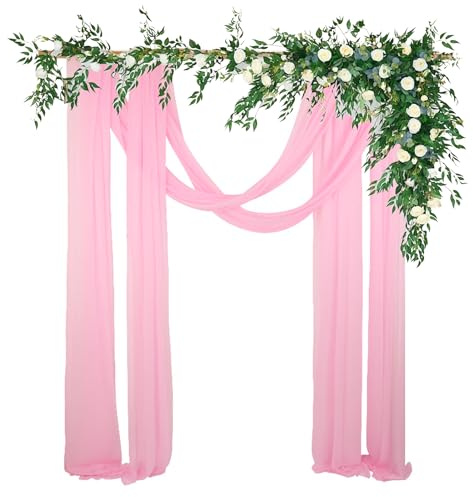 2 STK 75x600cm Traubogen Stoff Hochzeit Vorhang Deko Hochzeitsdeko Hellrosa | Hochzeitsbogen Gardinen Querbehang Deko Dekostoff Hochzeit Querbehang Deko für Hochzeit Torbogen Zeremonie Fotografie Party