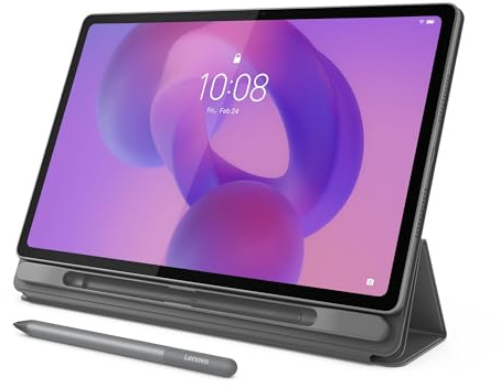 Lenovo Idea Tab Plus - Lightweight Tablet - 12.1 IPS Touchscreen 2.5K - 90Hz - MediaTek Dimensity 6400-8GB Memory - 128GB Storage - Mali-G57 MC2 Tab Pen Built-in Arm & Folio Case