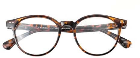 SKYWAY Blaulichtfilter Brille Damen Herren, Retro Runde Leichte Blue Light Glasses Computerbrille Brille ohne Stärke Gaming Brille mit Federscharnier(Schildkröte)