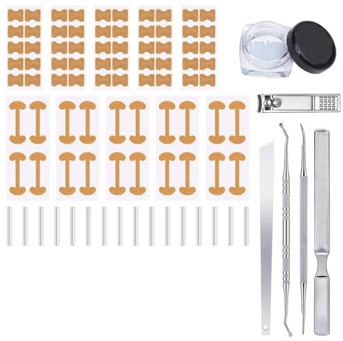 16Pcs Eingewachsene Zehennägel Set mit Nagelfalztamponade Rohr, Nagelfräser mit Aufkleber Nagelzange Und Nagelschieber, Maniküre Set Zehennagel Korrektur für Fußnägel Profi Pediküre Set (16PCS)