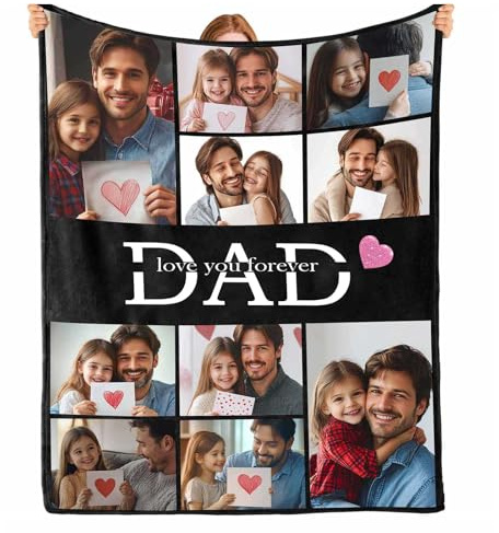 Personalisierte Decke 100x150 cm Fotodecke Selbst Gestalten, Custom Decken Personalisiert Decke mit Foto Bedrucken Kuscheldecke Flauschig Flanell Decken für Paare Familie Haustier Sofa Schlafzimmer