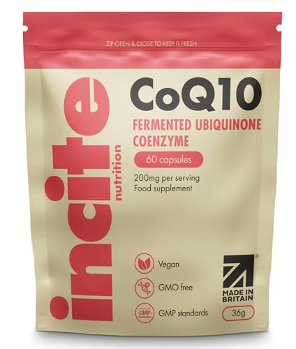 Premium CoQ10 Ubiquinone 200mg - Coenzyme Q10-60 Vegan Capsules - Naturally Fermented High Absorption - Heart, Energy & Fertility Support - Made in UK - Non-GMO - GMP Quality