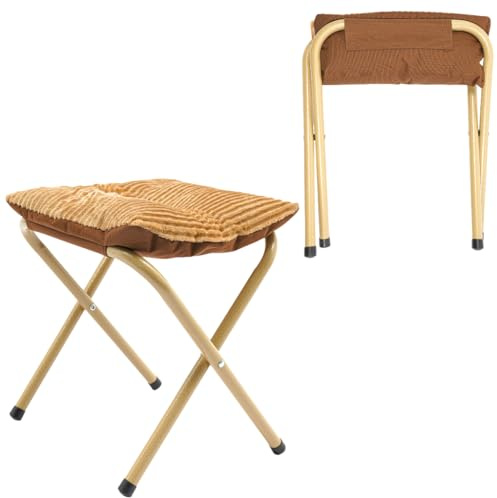 Aohuada Sgabello pieghevole, poggiapiedi, pieghevole, con gambe in metallo, altezza 34 cm, pieghevole, per sedie da giardino, balcone, colore cachi