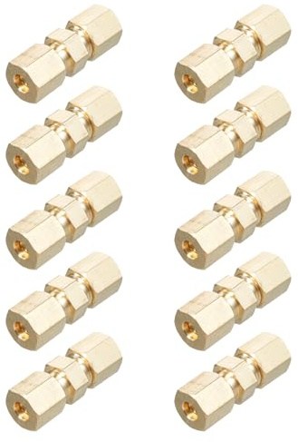 Ausla Raccord à Compression 3/16 Pouces, Matériau en Laiton de Précision, Prévention des Fuites, Installation Facile pour Conduites de Frein de Camion (10pack)