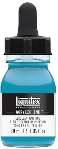 Liquitex 4260470 flüssige Professional Acrylfarben - Ink, Tusche, 30 ml, hochpigmentierte Airbrushfarbe, cölinblau farbton