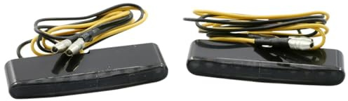 Highsider Motorrad Blinker E geprüft LED Einbaublinkerpaar Stripe getöntes Glas, Unisex, Multipurpose, Ganzjährig, Kunststoff, schwarz | 2x Blinker, universal; schwarzes Kunststoffgehäuse, längliche Form, 12 V, orange Lichtfarbe, ECE geprüft, Rücklicht 255-023