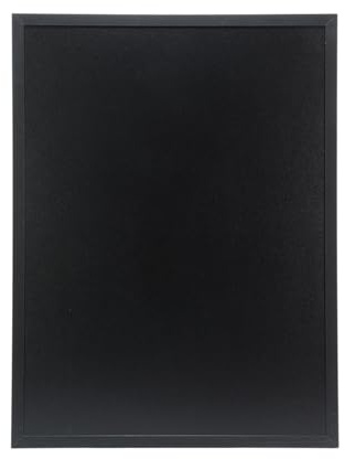 SECURIT - Wandkreidetafel „Woody“ + Flüssigkreidemarker - Doppelseitige Tafel - Rahmen aus lackiertem Holz - 60x80cm - Schwarz