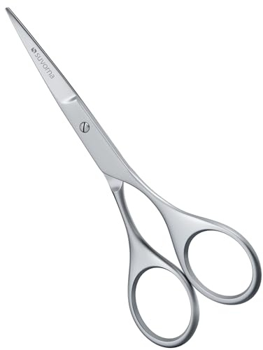 Suvorna small scissors for beard, mustache, facial, nose, eyebrow, and ear hair - Hair scissors for cutting, trimming & grooming - Made with 4.5 stainless steel for barbers, professional, & home user