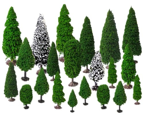 OrgMemory Modellbau Bäume, Mischwald Bäume, h0 Figuren, Modellbäume, (19pcs, 5-15 cm), Tabletop Gelände mit Stände