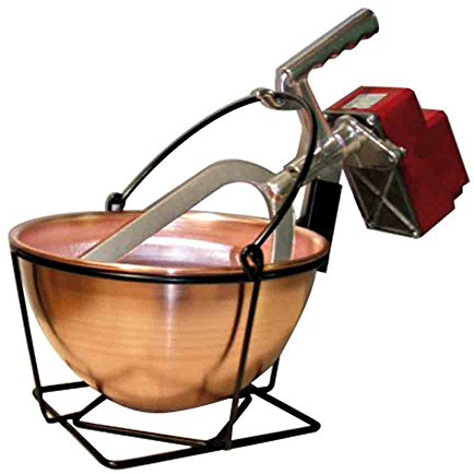 Pentole Agnelli, COCU3165K4,5, Paiolo con Supporto in Ferro e Motore 16 W, Rame, Argento