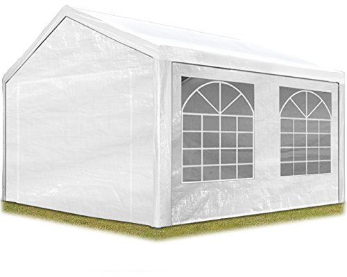 TOOLPORT Partyzelt Pavillon 3x4 m in weiß PE Plane 350 N Wasserdicht UV Schutz Festzelt Gartenzelt