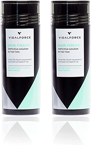 VIDALFORCE Natürliche Haarfasern 2x30g – Volumenpulver zur Haarverdichtung für Haarausfall – Hair Fibers in Rot– Schweiß- und Regenfestes Haarpulver mit Soforteffekt für Natürliches Ergebnis