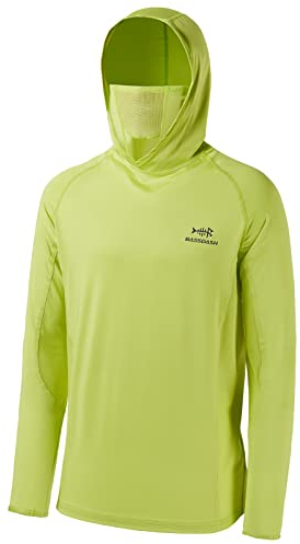 Bassdash - Maglia a Maniche Lunghe da Uomo con Protezione UPF 50+ e Maschera facciale incorporata, Scaldacollo e Cappuccio, Ideale per la Pesca