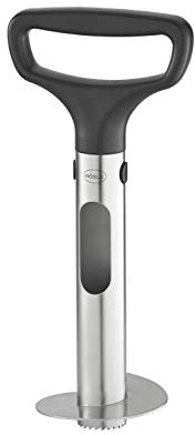 RÖSLE PRO Cortador de piñas, pelador de piñas para descorazonar y cortar en anillos, con mango ergonómico, escala de corte y ranura de expulsión, ABS, acero inoxidable 18/10