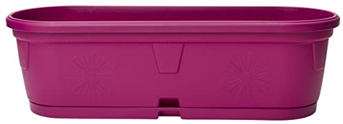 ENGELLAND Pflanzkübel mit Untersetzer 8,7l für Innen- und Außenbereich wetterfest Dekoration Balkon Büro Pflanzgefäß Blumentopf länglich oval lila Flieder