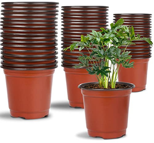 Augshy Nursery Pot, 75 Pcs 4'' , 5'' , 6'' Plastic Plant Nursery Seed Starting Pots for Succulent Seedling Cutting Transplanting, Red