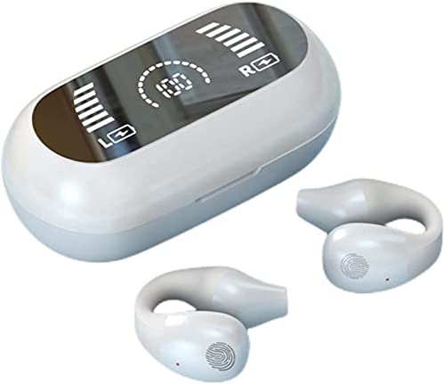 New Wireless Ear Clip Bone Conduction Bluetooth Headphones 5.3,Mini Sports Running Earclip Bone Conduction Headphones,Open Ear Headphones Long-Wear Pain-Free Earphones (White)