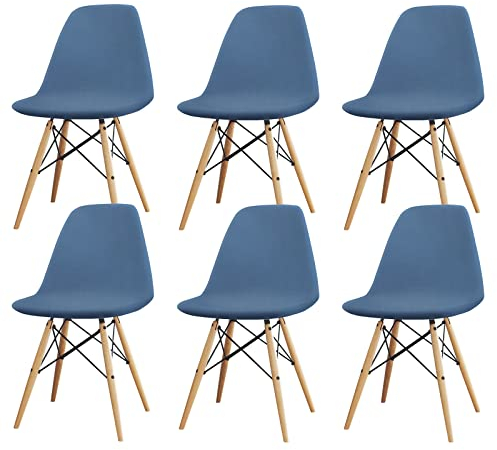 Langlebig Universal Stretch Stuhlhussen, 6er Set Elastische Moderne Stretch Stuhlbezug, Dining Chair Covers Samt Abnehmbare Waschbarer, für Esszimmer Hotel Bankett Hochzeit Partys Deko (6, Grau-blau)