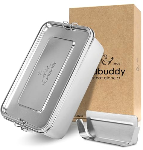 Foodbuddy® Premium Edelstahl Brotdose | 1400ml Brotbüchse inkl. Trennwand | Auslaufsichere Bentobox | Jausenbox Kinder | Brotzeitdose, Brotbox Edelstahl, Knäckebrotdose, Brotbüchse