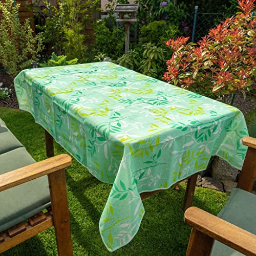 laro Gartentischdecke Wetterfest rutschfest Rund/Oval/Eckig, Muster:Blätter Grün, Größe:130x160 Premium