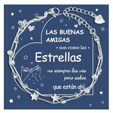 CheersLife Regalo Amiga Cumpleaños Regalos Amigas Originales Pulsera Amistad Regalos Originales para Mujer Pulsera Plata Mujer Regalo Navidad Cumpleaños para Amigas