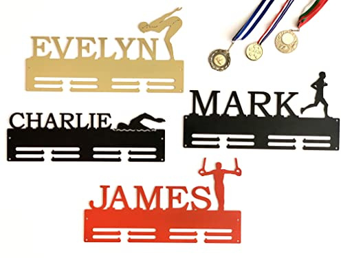 Porta medallas con nombre personalizado, Medallero colgador, Medallas de metálico, Regalo para atletas, deportistas, niños, hombres, mujeres, Soporte organizador, maratón, natación, gimnasia, corredor