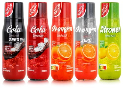 H-O Gut & Günstig Sirup Mix - Unsere Besten - 5 x 500ml - Orange, Orange Zero, Zitrone, Cola, Cola Zero