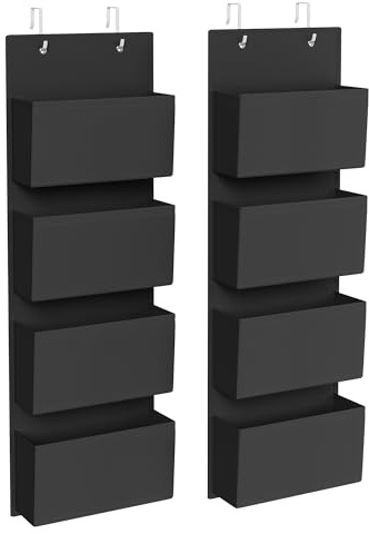 SONGMICS Hängeorganizer mit 4 Taschen, Hängeregal, Tür-Organizer | Kleiderschrank-Organizer, Schlafzimmer Wohnzimmer, Tintenschwarz, 33,5 x 12 x 100 cm, TINA Kollektion RDH004B02