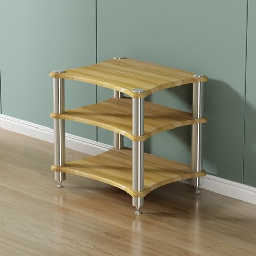 forestalk 1/2/3/4-Layer HiFi-Audio-Kabinett HiFi Stand Record Player MDF Stand Audio-Rack mit schockabsorbierenden Füße, Stromverstärker-Regal-Geräte-Geräteschrank