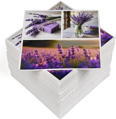HEKU 100 Servietten, 3-lagig, 33x33cm, Lavendel I Saugstark und praktisch verpackt I Breite Auswahl I Ideal für besondere Anlässe