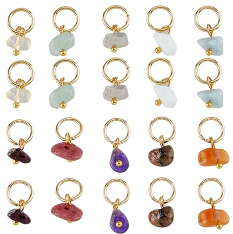 SUPERFINDINGS 60 Stück 10 Stile Naturstein Anhänger Gemischte Steinsplitter Anhänger Mit Biegering Unregelmäßige Edelstein Anhänger Amethyst Anhänger Zum Selbermachen
