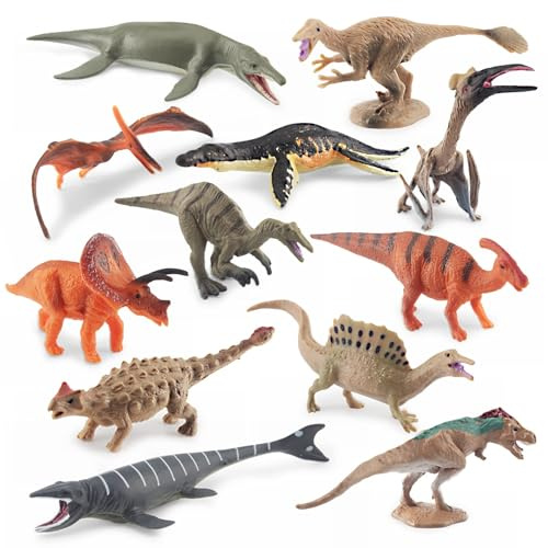 ZOSIGN Lot de 12 figurines de dinosaures, dinosaures réalistes, jouets éducatifs pour garçons et filles, cadeaux d'anniversaire pour enfants de 3 ans