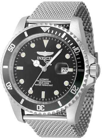 Invicta Pro Diver 47964 Herren Uhr - Wasserdicht - Analog - Automatikuhr - Edelstahl mit schwarzen zifferblat - 47mm