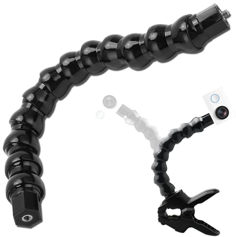 FLW 265 Monopié Flexible con Abrazadera de Cuello de Cisne, se Fija a Tornillos de 1,4 Mediante Orificios roscados de 1,4, 12 Secciones para diversas Aplicaciones