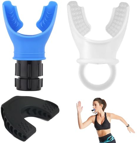 Lungentrainer,Lung Flexer,Atemübungstrainer mit einstellbaren Lung Trainer,Breathing Trainer,Geeignet für Sportler und Fitnessbegeisterte,mit Fingerschnalle Typ und Masseter-Trainingsgerät (Blau)