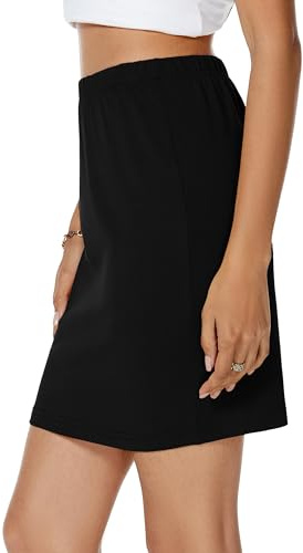 SHCNSJC Underkjol dam kjol sommar bomull underkläder underkläder halvkjol kort klänning bakgrund elastisk petticoat, svart, M
