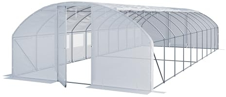TOOLPORT tunnelväxthus Växthus Premium 4x10m med svängbar dörrkonstruktion PE-duk 180g/m² vit transparent