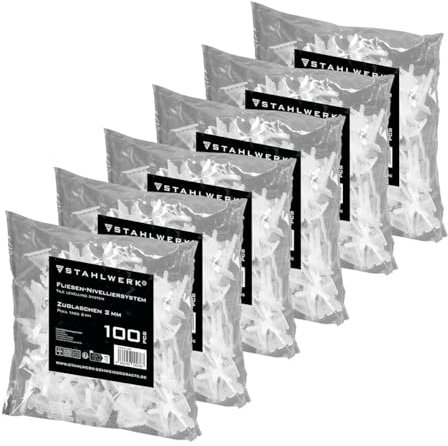 STAHLWERK Sistema de nivelación de azulejos de 3 unidades, lengüeta de tracción de 200 piezas con rosca para colocación profesional de baldosas, ayuda de colocación, sistema de nivelación profesional