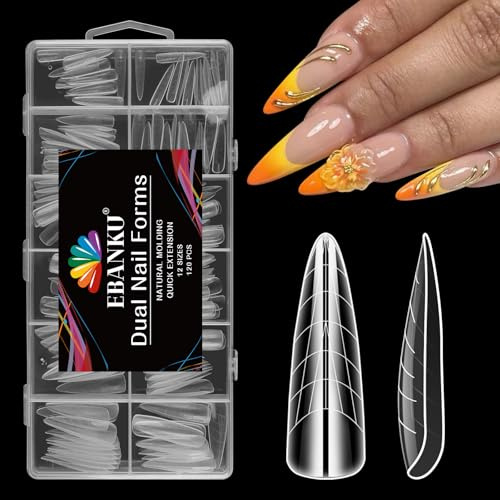 EBANKU 120PCS Unghie Finte Nail System Dual Nail Form Stiletto Sistema per Unghie Strumenti per Manicure per Unghie con Scala Graduata