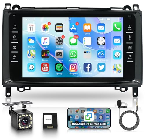 Android Autoradio für Mercedes Benz A/B Class W169 W245 B160 B170 B180 B200 W639 Vito Viano W906 Sprinter 8 Zoll Touchscreen Autoradio mit Navi GPS WiFi Mirror Link Bluetooth FM/RDS/SWC Rückfahrkamera