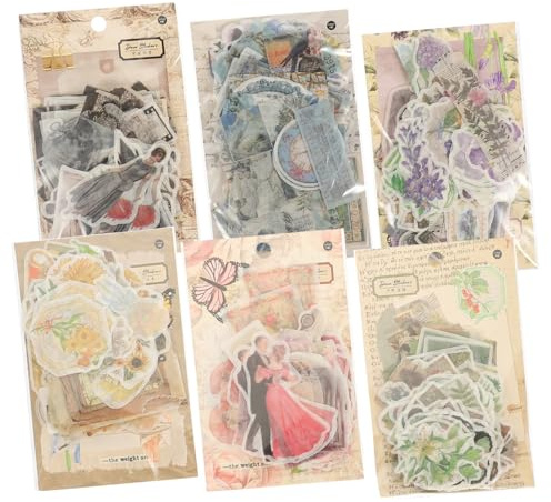 VILLFUL Vintage Scrapbooking Aufkleber Satz mit 600 Blatt Selbstklebende Papieraufkleber Leichte Handabreißbarkeit für Selbstgemacht Projekte und Dekoration Stil