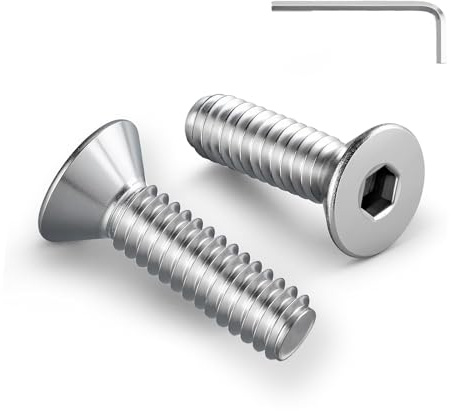 Zuyya 20 Stück M5 x 25 mm Senkkopfschrauben Edelstahl Schrauben | Innensechskant Antrieb, Edelstahl A2 V2A, M5 Schrauben Vollgewinde mit Innensechskantschlüssel
