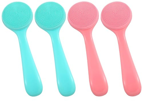 XLIUAX 4 cepillos de limpieza facial, cepillo de limpieza de poros, limpiador facial de silicona, exfoliante manual, limpiador exfoliante impermeable, cepillo exfoliante para mujeres y hombres