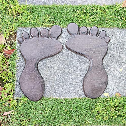 Fußmatte für Außen Trittstein mit Fußabdruck Links und Rechts, Hochleistungsfähige Gusseisen-Fußmatte für Die Haustür, Garten Terrasse Rasen, Schuhabstreifer