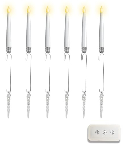 RCGOFOLLOW LED natalizi con gancio a sfera di cristallo, set di candele per decorazioni per feste, palline tremolanti, candele natalizie decorative, digitare+3