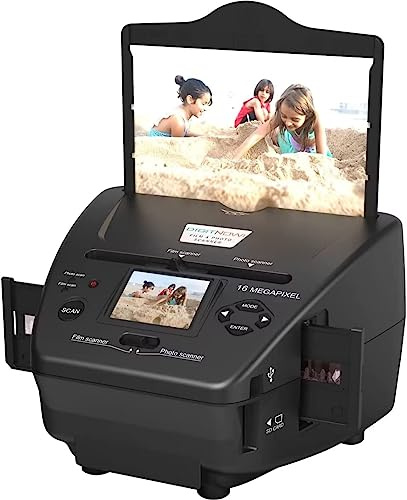 Digital Film & Photo Scanner – Converts 35mm/135 Slides, Negatives & 3.5x5, 4x6, 5x7 Photos to 22MP JPEG – Slide & Negative Scanner with 2.4 LCD, 4GB SD Card