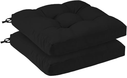 PRIMEPATIO Outdoor Sitzkissen 45x45x8 cm, 2er Set, UV-beständig, Schwarz | Wasserdichte Stuhlkissen für Gartenstühle, Terrassenmöbel und Rattansessel, langlebig für Balkon, Pool und Camping